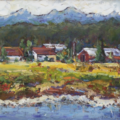 Across The Nicomekl 1 | Landscape Paintings | Kim Pollard | Canadian | Artist | British Columbia | Landscape Painting | Plein Air