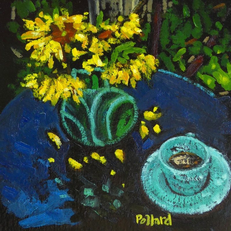 Tea in Penny's Garden 1 | Modern Still Life | Artist | Painter | Kim Pollard | Canadian Artist